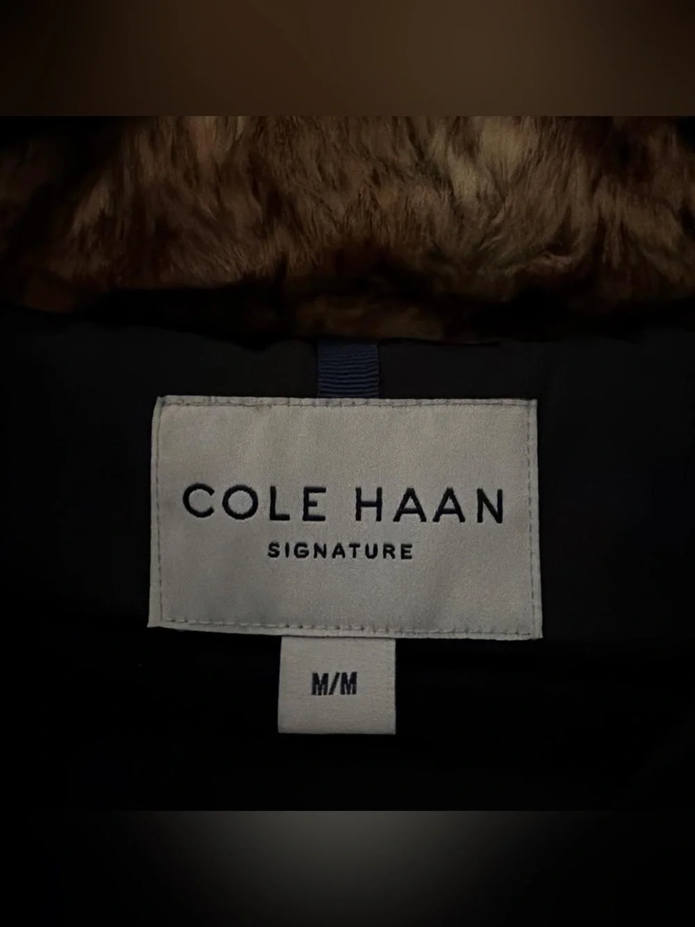 Cole Haan Black Quilted Puffer Coat with Faux Fur Hood Lining